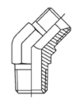 45° adapter buitendraad BSP 60° × buitendraad BSPT, 1" BSPT, 45°